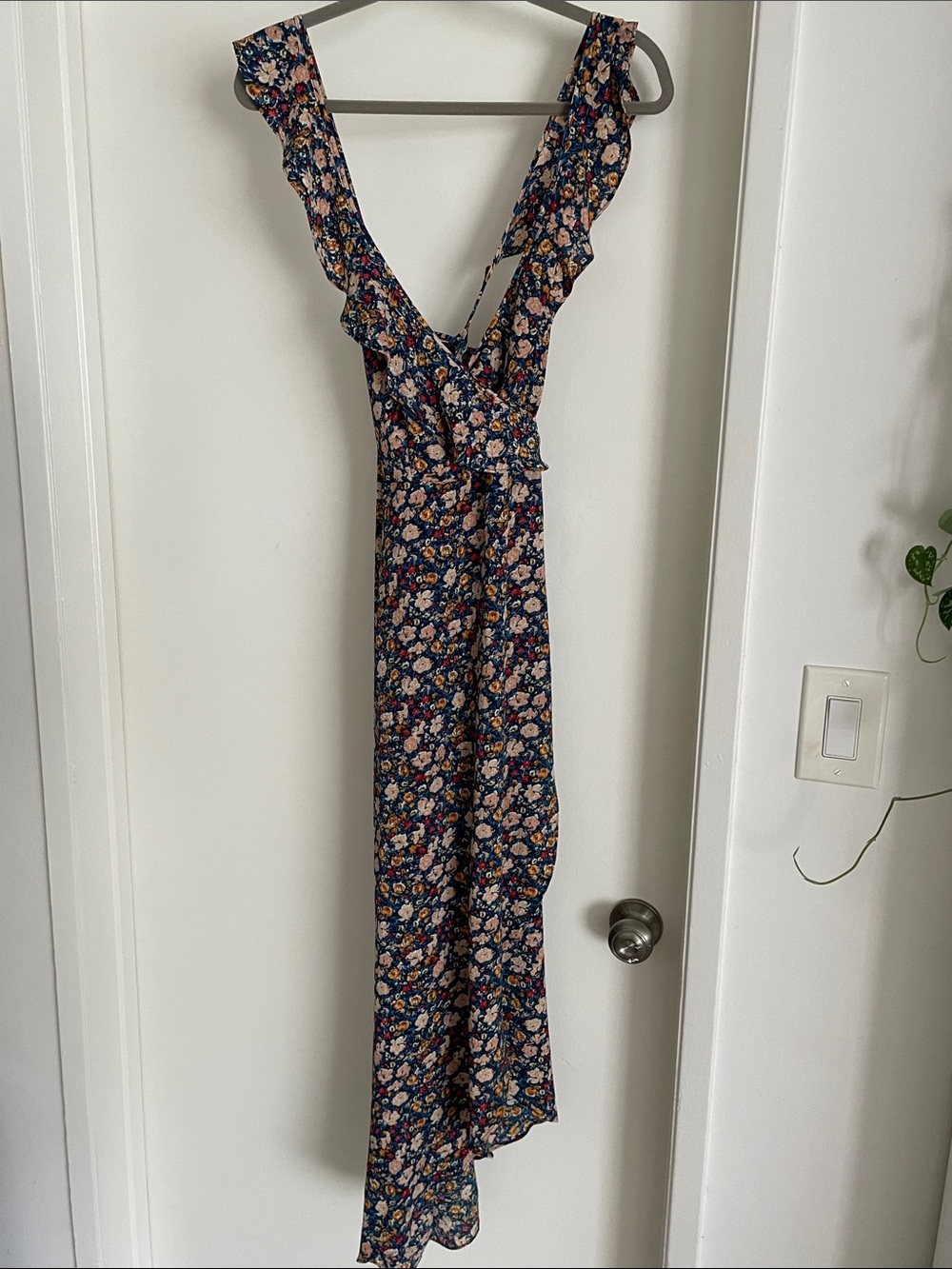WYLDR Navy Floral Maxi Dress with Pink and Cream Flowers